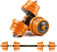 Load image into Gallery viewer, OTG Adjustable Steel Dumbbells and Barbell Kit 20 kgs.