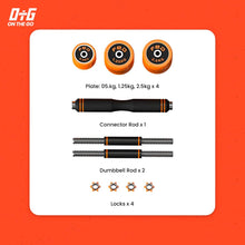 Load image into Gallery viewer, OTG 6 in 1 Adjustable Dumbbells Barbell Set with Kettle handles and Push-up stand - Electroplated Plates.