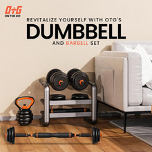 Load image into Gallery viewer, OTG Adjustable Bench and Adjustable Dummbells Kit. Compete Home gym Kit.
