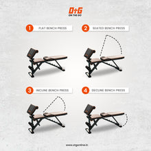 Load image into Gallery viewer, Detailed View: OTG Home 6 in 1 Bench Features:  &quot;Get a close look at the OTG Home 6 in 1 Bench features, including adjustable positions and innovative design. Find out how it caters to diverse workout needs, making it a standout choice.&quot;
